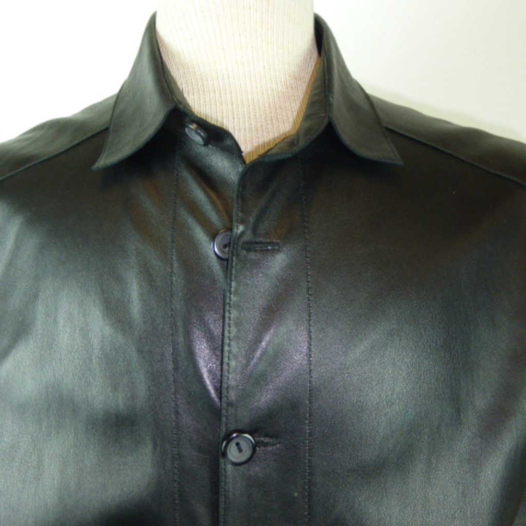 Alandales Black Goat Leather Shirt Jacket 38